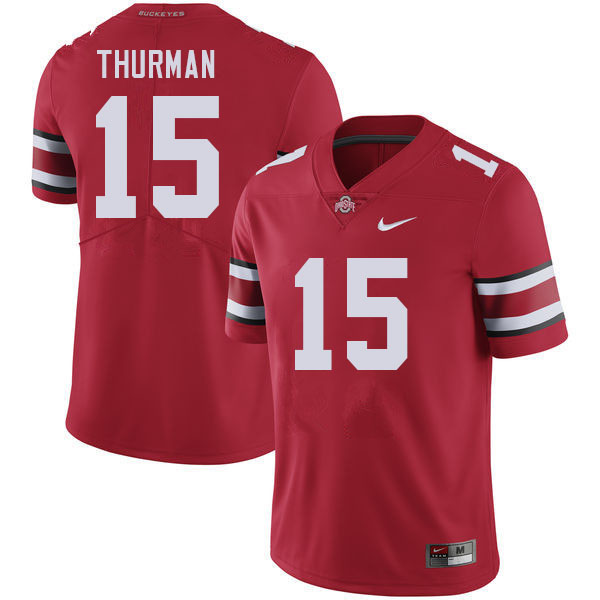 Ohio State Buckeyes #15 Jelani Thurman College Football Jerseys Stitched-Red